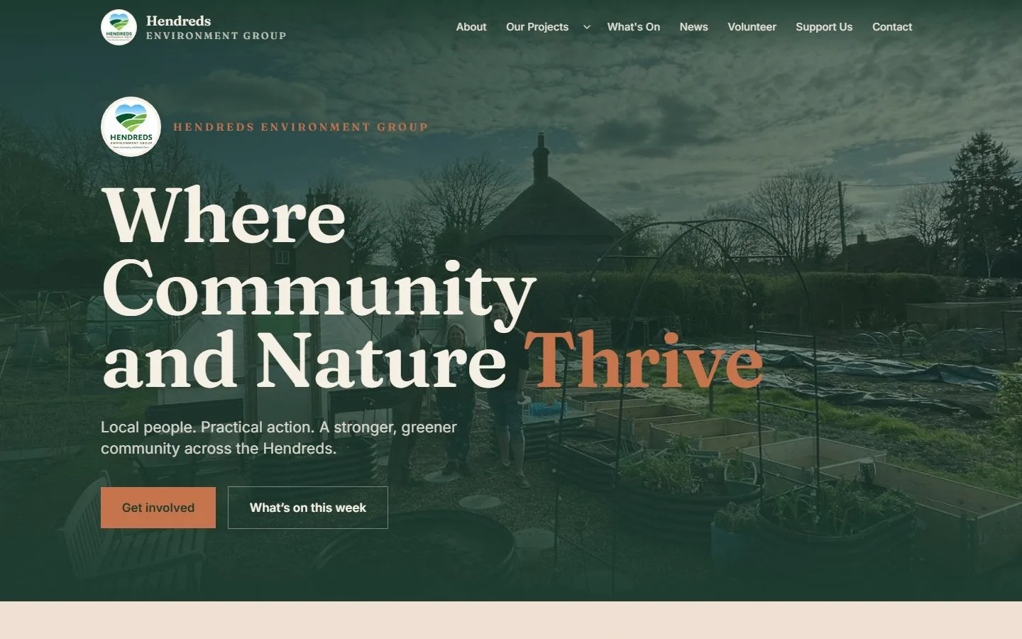 Hendreds Environment Group website homepage showing its community growing project