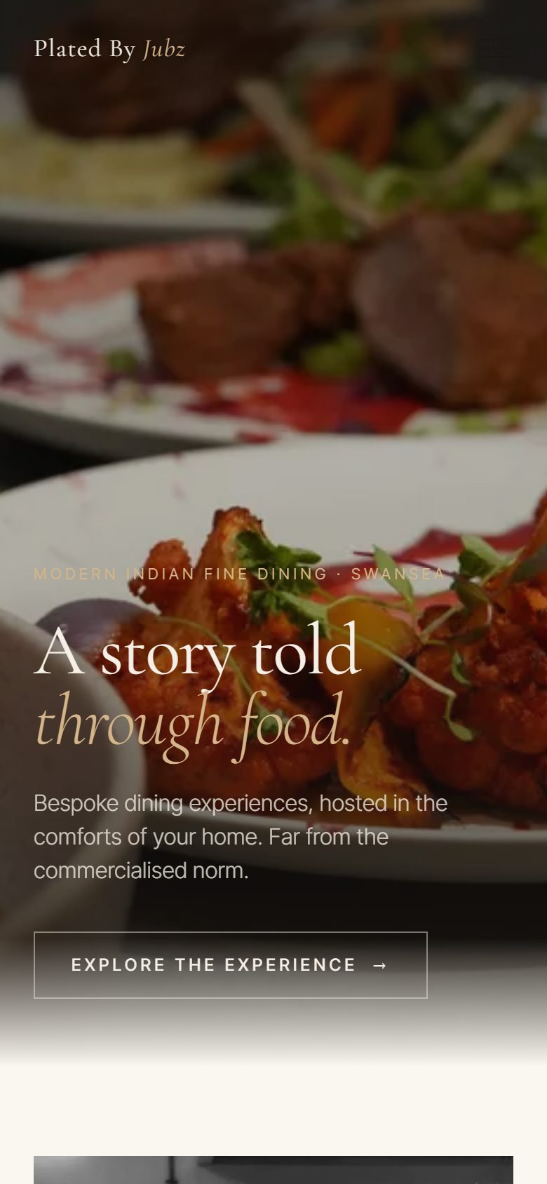 The Plated by Jubz website shown on a phone